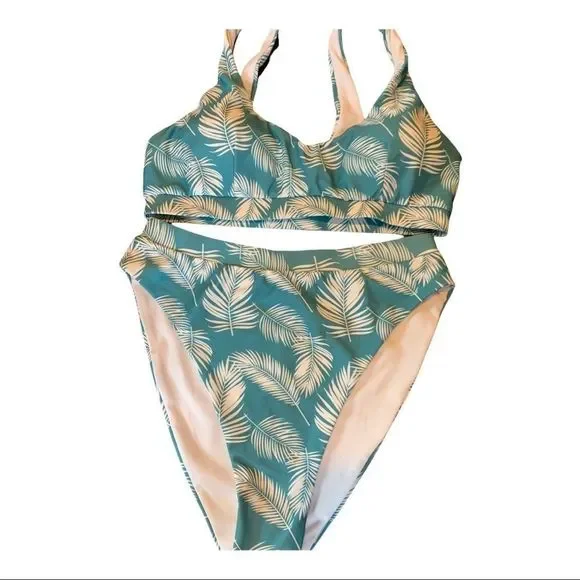 Pink Lily Seaside Escape Leaf Print Bikini - Picture 5 of 8